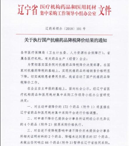 辽宁省药品和医用耗材集中采购网对外公布的文件(网页截图)